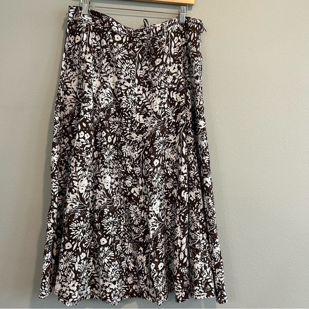 Liz Claiborne Floral Linen Midi Skirt Boho 14
